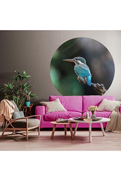 CanvasWallArt WallArt Tapet în formă de cerc „The Kingfisher”, 142,5 cm