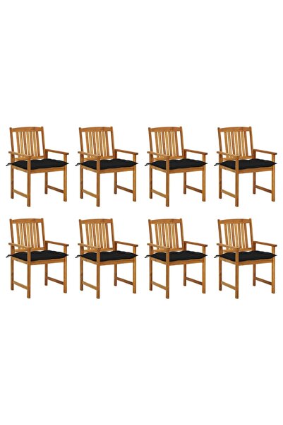 Concept Καρέκλες κήπου με μαξιλάρια, 8 τεμ., από μασίφ ξύλο ακακίας