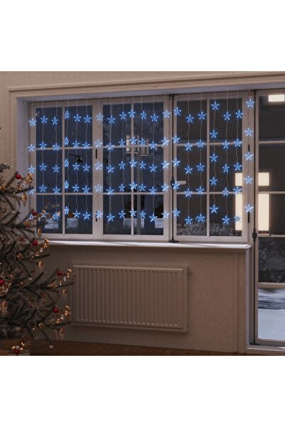 Concept Εγκατάσταση φωτιστικού κουρτίνας αστεριού 500 μπλε LED 8 λειτουργιών
