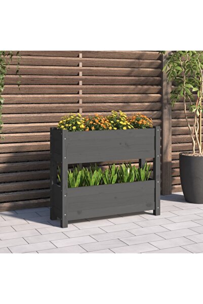 Concept Γλάστρα, γκρι, 77x25x66 cm, μασίφ ξύλο πεύκου