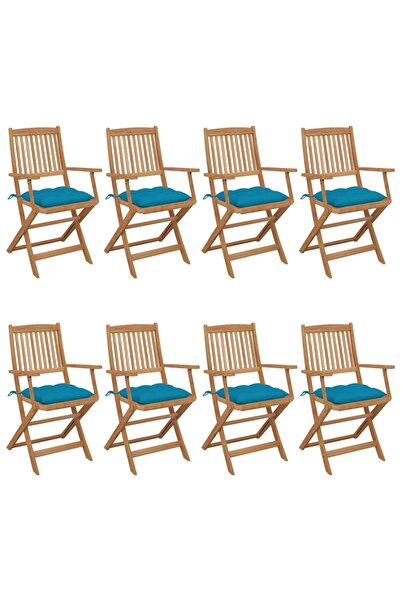Concept Πτυσσόμενες καρέκλες κήπου με μαξιλάρια, 8 τεμ., από μασίφ ξύλο ακακίας