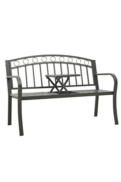 Concept Παγκάκι κήπου με τραπέζι, γκρι, 120 cm, ατσάλι