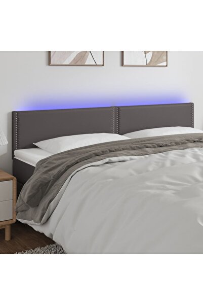 Concept Κεφαλάρι LED, γκρι, 180x5x78/88 cm, οικολογικό Δερμάτινο