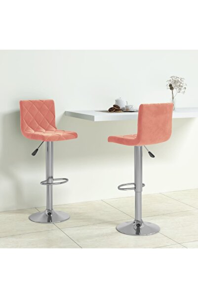 Concept Scaune de bar, 2 buc., roz, catifea