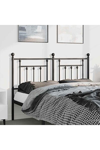 Concept Tăblie de pat metalică, negru, 135 cm