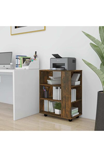 Concept Dulap cu roți, stejar fumuriu, 60x35x75 cm, lemn prelucrat