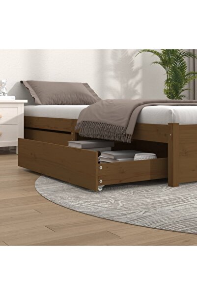 Concept Συρτάρια κρεβατιού, 2 τεμ., μελί καφέ, μασίφ ξύλο πεύκου