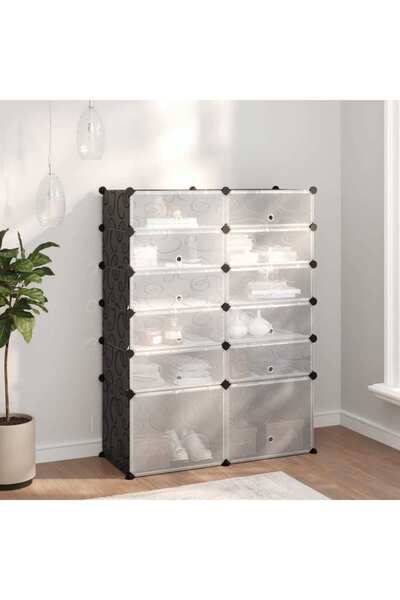 Concept Ράφι παπουτσιών, μαύρο, 94x37x125 cm, PP