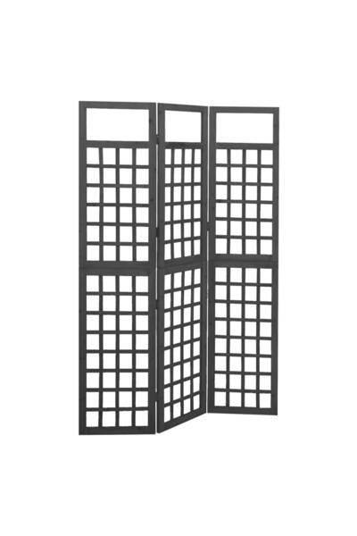 Concept Separator cameră cu 3 panouri negru 121x180 cm nuiele lemn brad