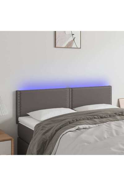 Concept Κεφαλάρι LED, γκρι, 144x5x78/88 cm, οικολογικό Δερμάτινο