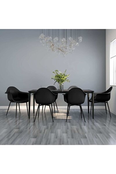 Concept Καρέκλες κουζίνας, 6 τεμ., μαύρες, PP