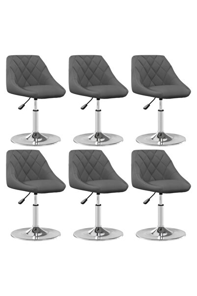 Concept Περιστρεφόμενες καρέκλες τραπεζαρίας, 6 τεμ., σκούρο γκρι, Βελούδο