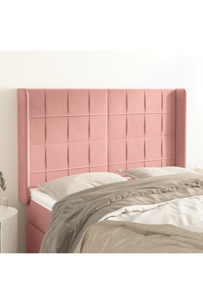 Concept Tăblie de pat cu aripioare, roz, 147x16x118/128 cm, catifea