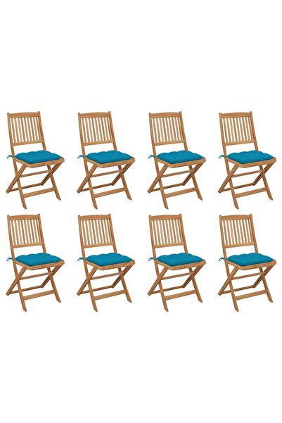 Concept Scaune pliabile de exterior cu perne, 8 buc., lemn masiv acacia