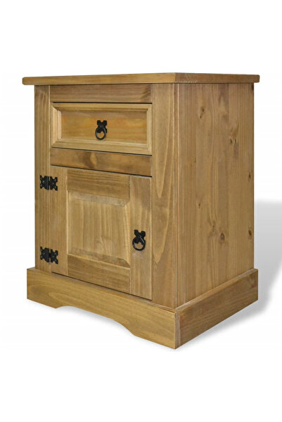 Concept Μεξικάνικο κομοδίνο από ξύλο πεύκου, συλλογή Corona, 53x39x67 εκ.