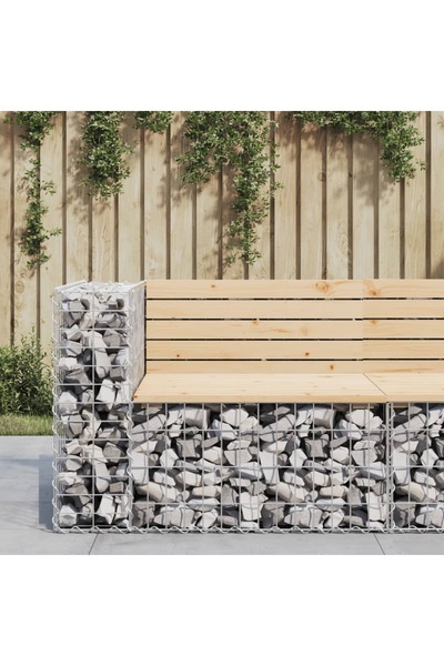 Concept Παγκάκι κήπου με σχέδιο γκαμπιόν, 92x71x65,5 εκ., μασίφ ξύλο πεύκου