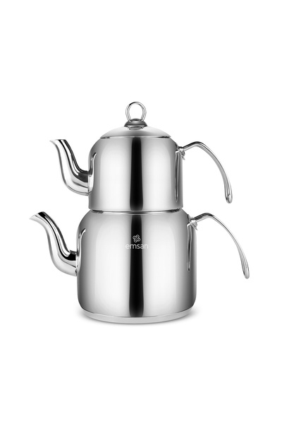 Karaca Emsan Bade Devrilmez Paslanmaz Çelik Çaydanlık Takımı Large