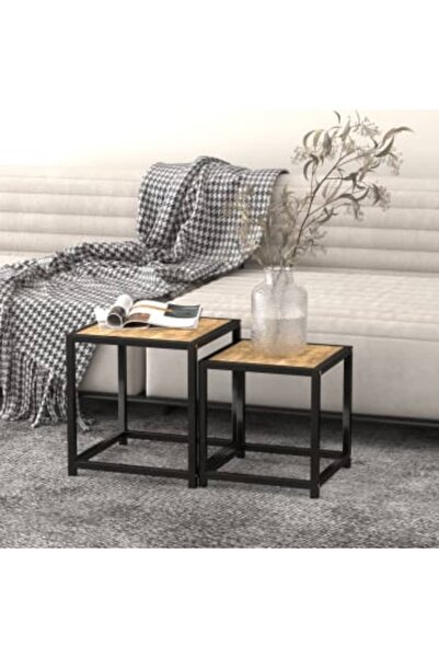 Concept Τραπεζάκια τσαγιού, 2 τεμ., μαύρο και κίτρινο, MDF