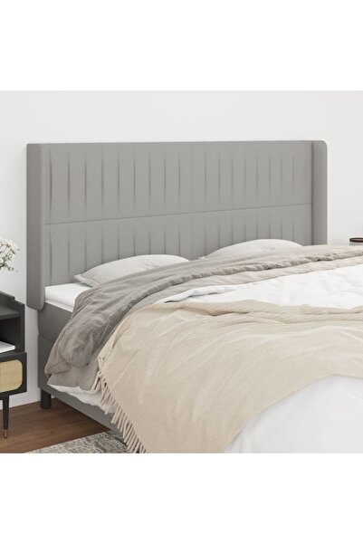 Concept Tăblie de pat cu aripioare gri deschis 203x16x118/128 cm textil