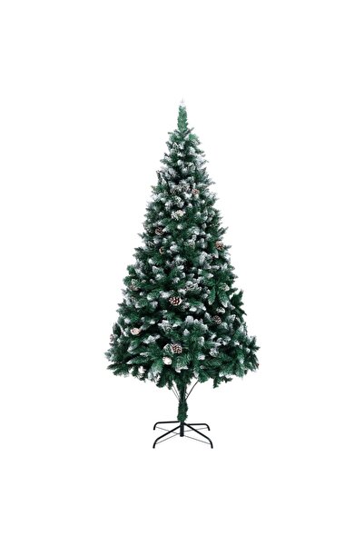 Concept Brad de Crăciun artificial cu conuri brad și zăpadă albă 210 cm