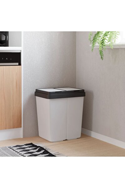 Concept Coș de gunoi dublu, alb, 2x25 L