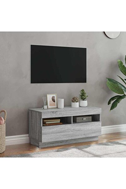 Concept Comodă TV cu lumini LED, gri sonoma, 80x35x40 cm