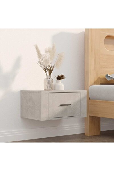 Concept Επιτοίχιο κομοδίνο, γκρι σκυροδέματος, 50x36x25 εκ.