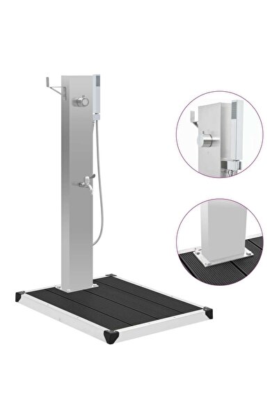 Concept Duș de exterior cu cădiță, WPC și oțel inoxidabil