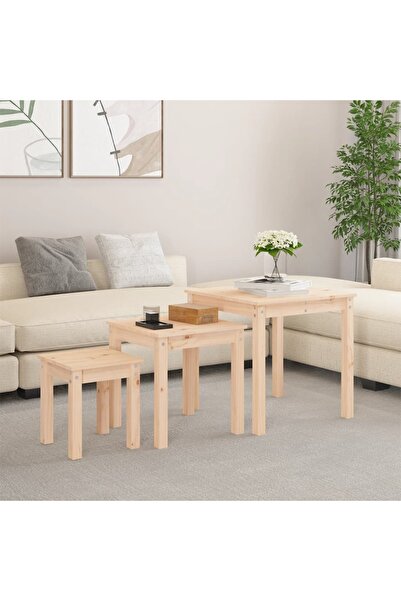 Concept Στοιβαζόμενα τραπέζια, 3 τεμ., από μασίφ ξύλο πεύκου