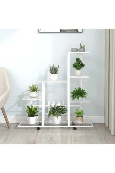 Concept Suport pentru flori cu roți, 94,5x25x92,5 cm, alb, metal