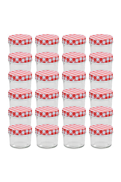 Concept Borcane sticlă pentru gem cu capace alb și roșu 24 buc. 110 ml