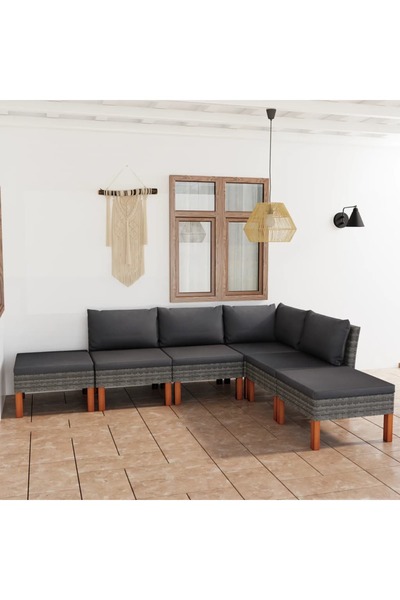 Concept Set mobilier de grădină cu perne, 6 piese, gri, poliratan