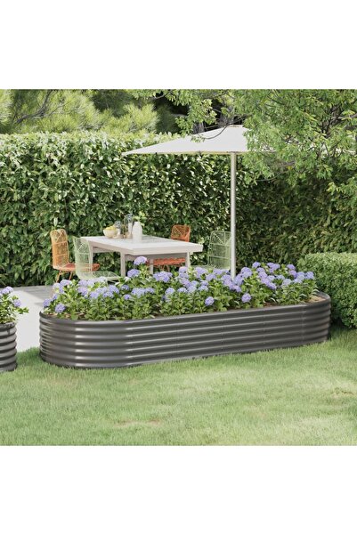 Concept Γκρι γλάστρα κήπου 249x100x36 cm, ηλεκτροστατικά βαμμένη, από ατσάλι