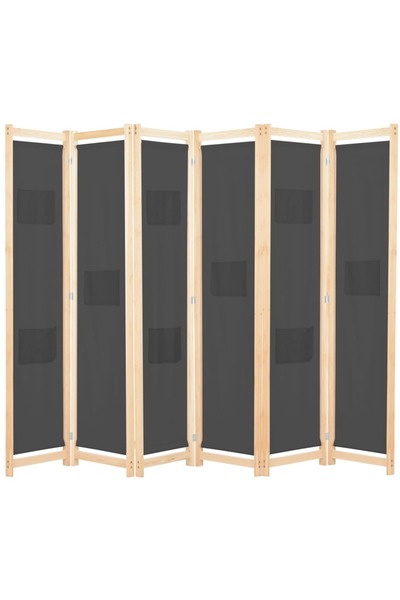 Concept Paravan cameră, 6 panouri, gri, 240x170 x4 cm, material textil