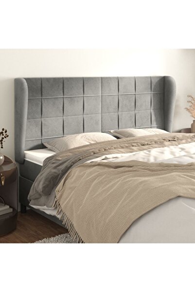 Concept Tăblie de pat cu aripioare gri deschis 203x23x118/128cm catifea