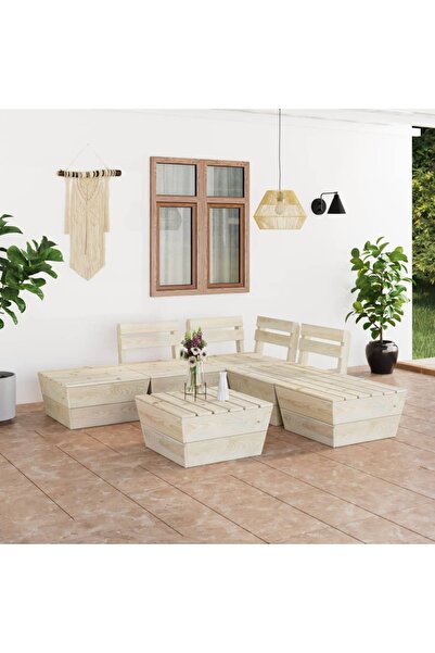 Concept Set mobilier palet pentru grădină 6 piese lemn de molid tratat