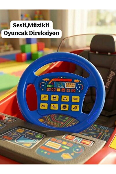 ÇEÇEN HOME Sesli, Müzikli Oyuncak Direksiyon Pilli Mavi Plastik Direksiyon Oy...