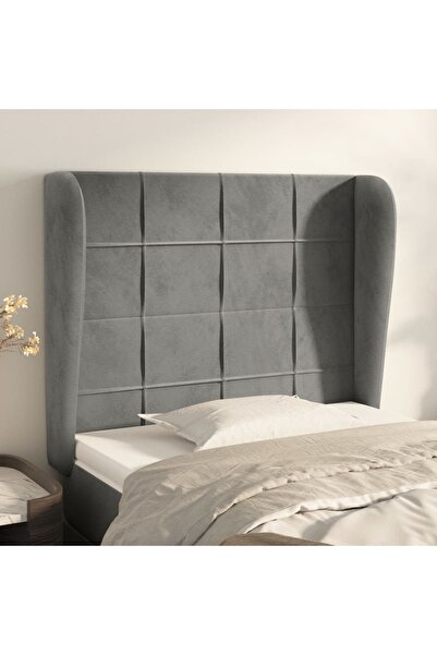 Concept Tăblie de pat cu aripioare gri deschis 103x23x118/128cm catifea