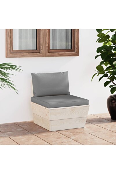 Concept Canapea de grădină din paleți, de mijloc, cu perne, lemn molid