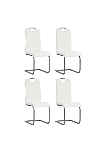 Concept Καρέκλες κουζίνας κονσόλα, 4 τεμ., λευκές, οικολογικό Δερμάτινο