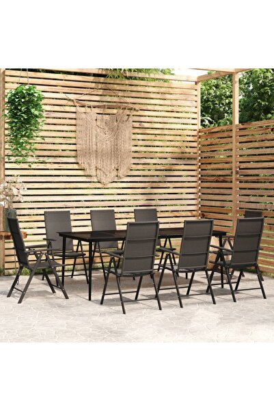 Concept Garden furniture set, 9 pieces, black