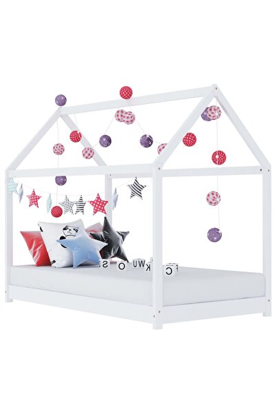 Concept Cadru pat de copii, alb, 80x160 cm, lemn masiv de pin