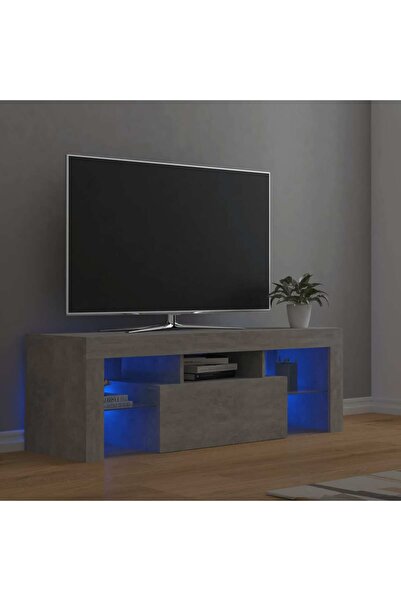 Concept Comodă TV cu lumini LED, gri beton, 120x35x40 cm