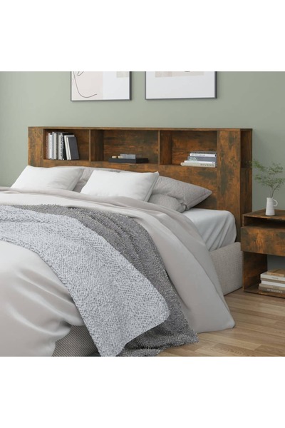 Concept Κεφαλάρι με ντουλάπα, καπνιστή δρυς, 200x18,5x104,5 εκ.