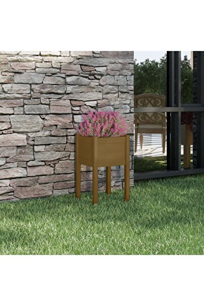 Concept Γλάστρα κήπου, μελί καφέ, 40x40x70 cm, μασίφ ξύλο πεύκου