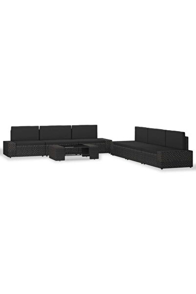 Concept Set mobilier de grădină, 7 piese, negru, poliratan