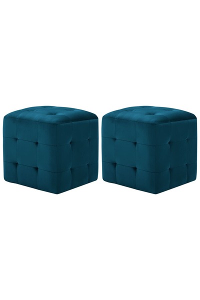 Concept Noptiere, 2 buc., albastru, 30x30x30 cm, țesătură din catifea
