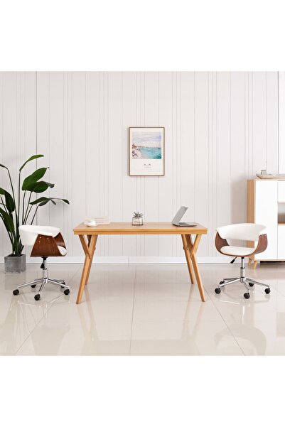 Concept Περιστρεφόμενες καρέκλες κουζίνας, 2 τεμ., λευκές, οικολογικό Δερμάτινο