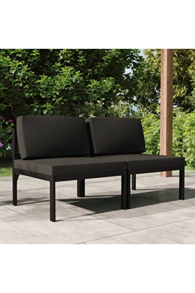 Concept Διθέσιος καναπές κήπου με μαξιλάρια, ανθρακί, αλουμίνιο