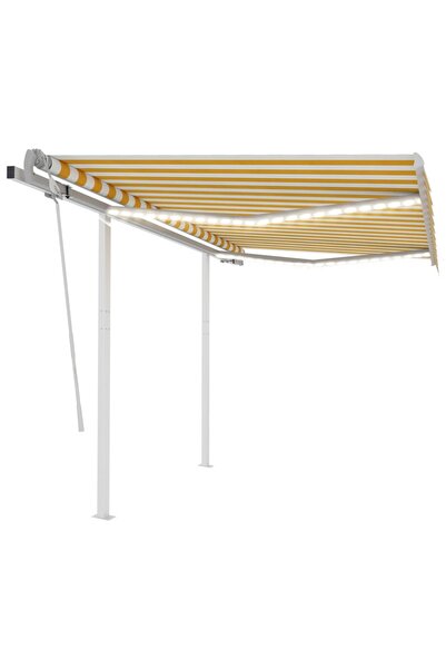 Concept Copertină retractabilă manual cu LED, galben & alb, 3x2,5 m
